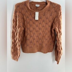 YARD & SEA CREW NECK CABLE KNIT CEDAR ASH SWEATER NEW WITH TAGS